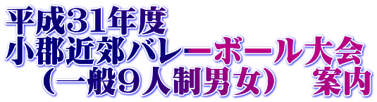 平成31年度 小郡近郊バレーボール大会 (一般9人制男女) 案内