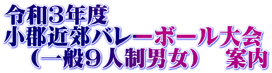 令和3年度 小郡近郊バレーボール大会 (一般9人制男女) 案内