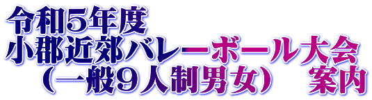 令和5年度 小郡近郊バレーボール大会 (一般9人制男女) 案内